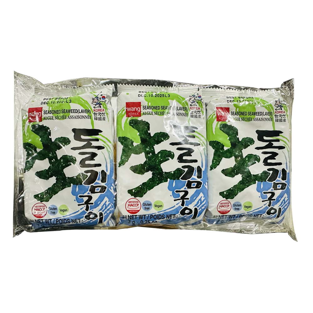 Snack de Algas Sazonadas Jomidolgim (3 pack) -  Wang 3x7g