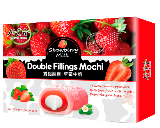 Mochi Doble Relleno de Leche con Fresa(180g)
